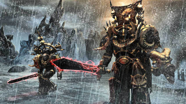Men standing rain swords demon free wallpaper for desktop - medium preview image