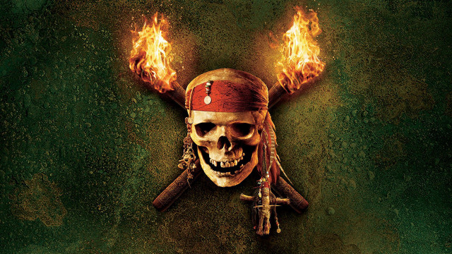 Skull pirate hat burning torches #2 free wallpaper for desktop - medium preview image