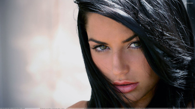 Woman long black hair blue #8 free wallpaper for desktop - medium preview image