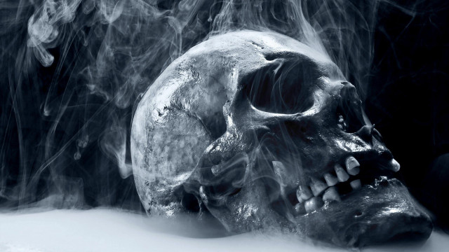 Smoke skull black white background #5 free wallpaper for desktop - medium preview image