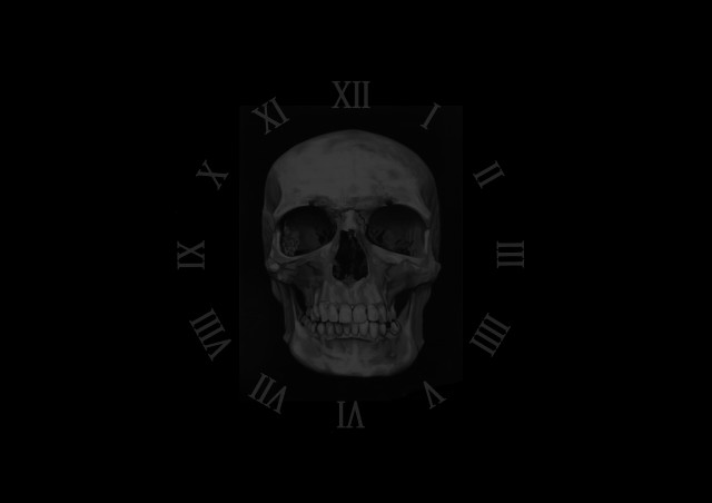 Skull roman numerals clock back free wallpaper for desktop - medium preview image