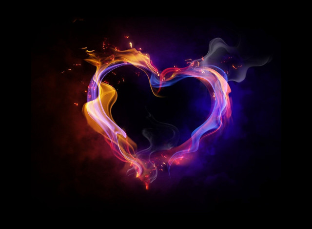 Heart flames smoke black background #6 free wallpaper for desktop - medium preview image