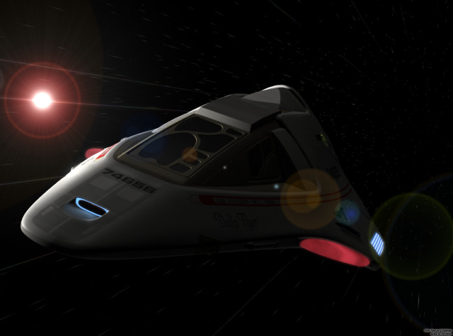 Small white spaceship flying night free wallpaper for desktop - medium preview image