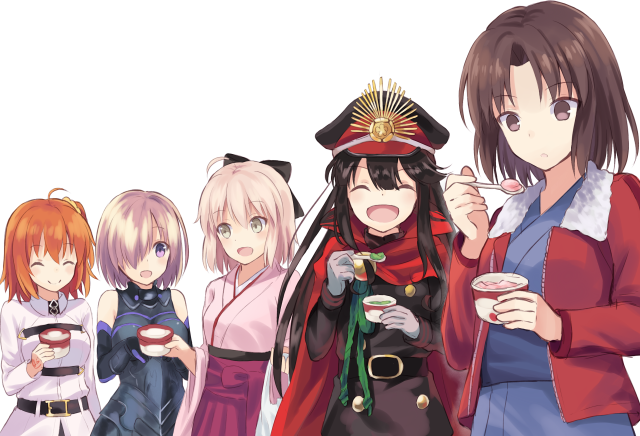 Anime girls group drinks food free wallpaper for desktop - medium preview image