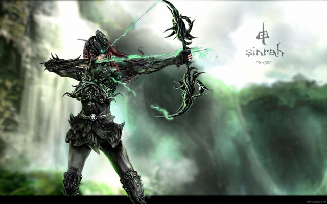 Woman green outfit bow arrow #2 free wallpaper for desktop - medium preview image