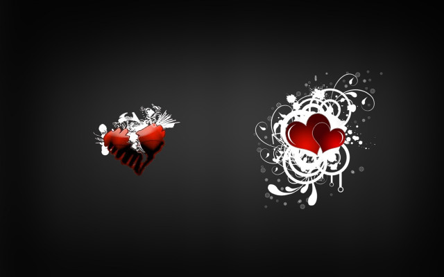 Two hearts floral black background free wallpaper for desktop - medium preview image