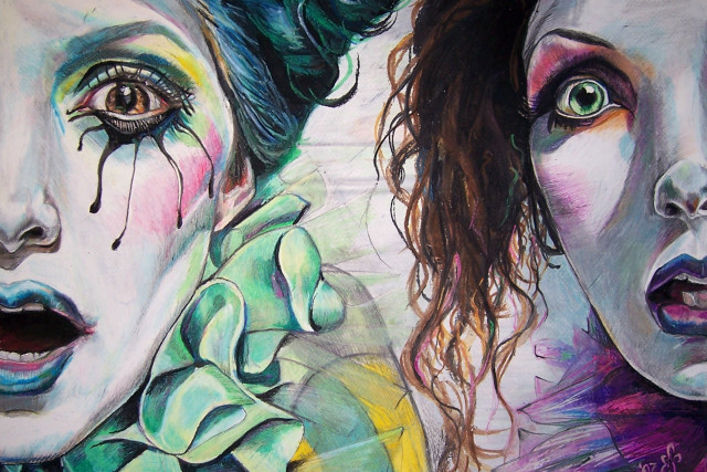 Women green hair makeup art free wallpaper for desktop - medium preview image