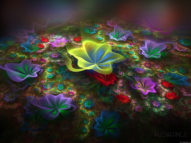 Colorful flower psychedelic butterfly glowing free wallpaper for desktop - medium preview image