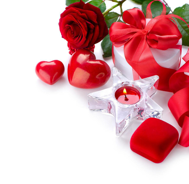 Red rose star candle ribbon free wallpaper for tablet - medium preview image