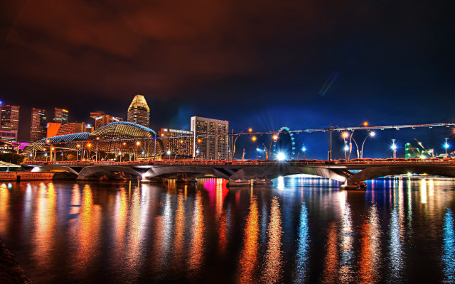 Bridge river city night lights #25 free wallpaper for desktop - medium preview image