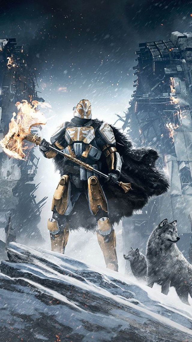 Man armor sword bear snow free wallpaper for mobile - medium preview image