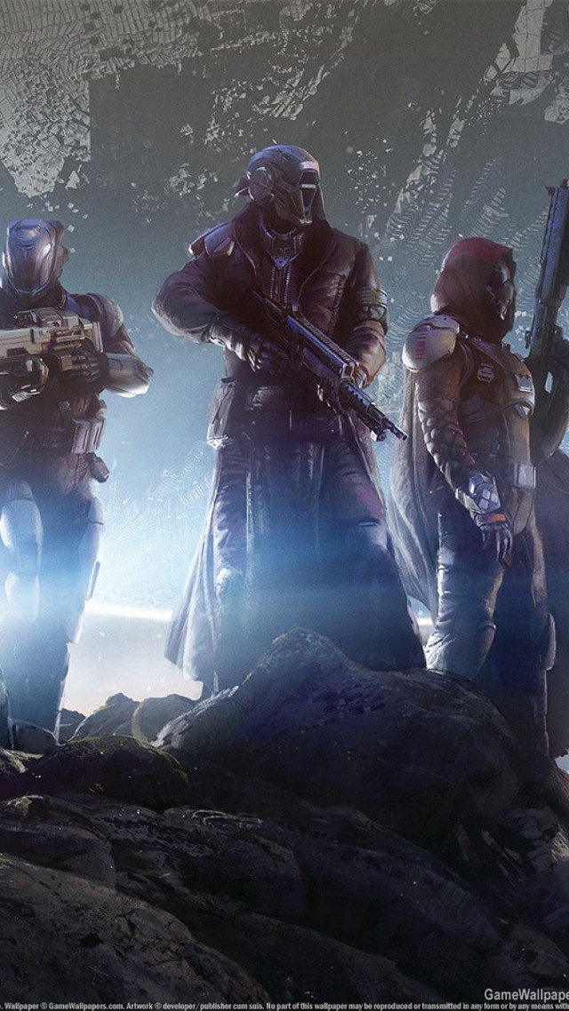 Futuristic suits guns rocky surface free wallpaper for mobile - medium preview image