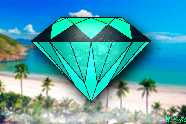 Diamond beach palmtrees bluesky hologram free wallpaper for desktop - medium preview image