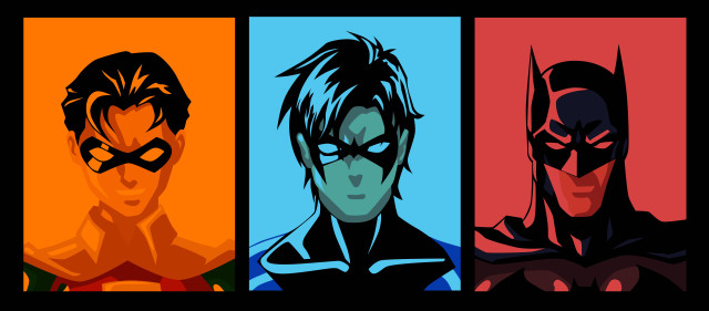 Batman characters colored faces group free wallpaper for desktop - medium preview image