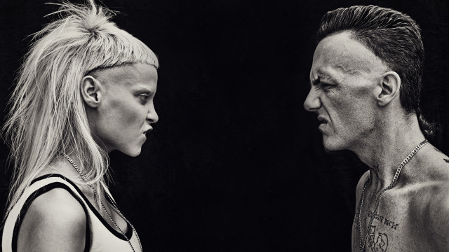 Man woman tattoos eye contact free wallpaper for desktop - medium preview image