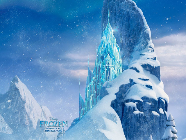 Frozen castle snowy mountain sky free wallpaper for desktop - medium preview image
