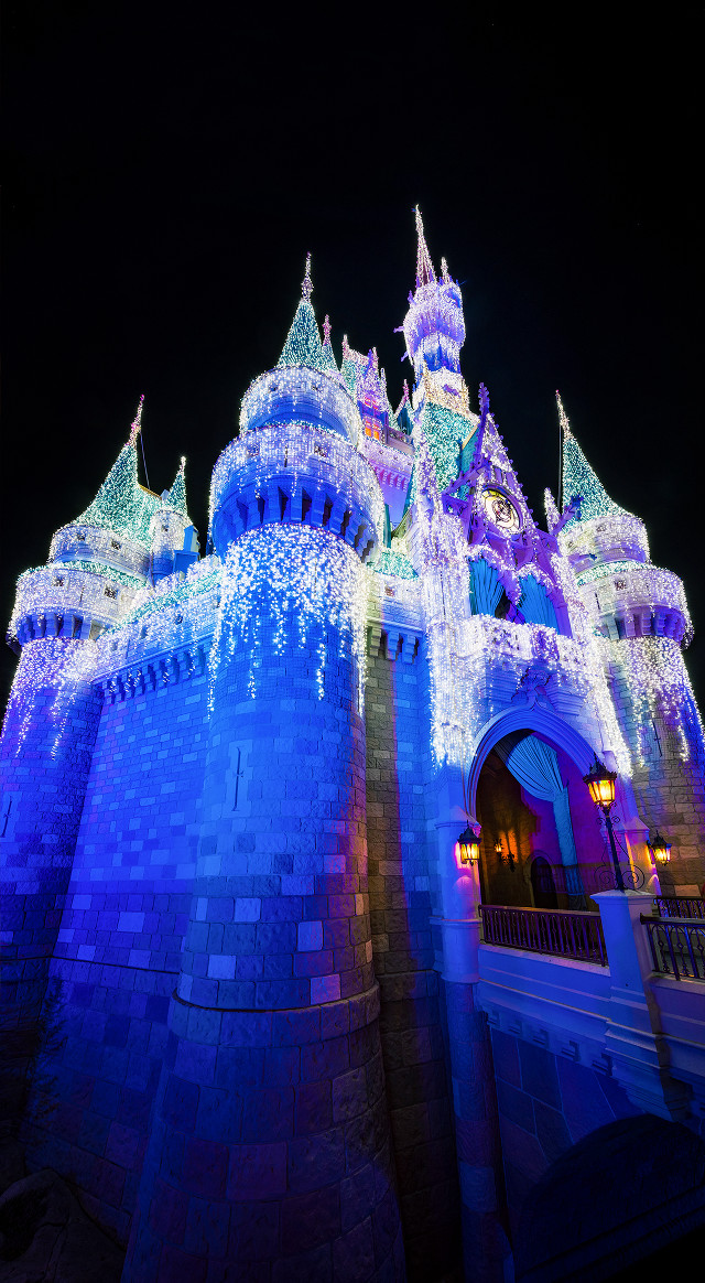 Castle lights night clock beautiful #2 free wallpaper for mobile - medium preview image