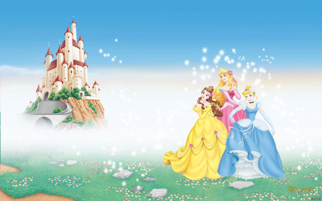 Princesses castle bridge group standing free wallpaper for desktop - medium preview image