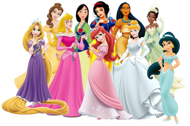 Princesses group dresses flower row free wallpaper for desktop - medium preview image
