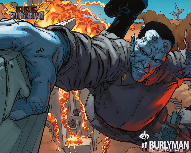 Cartoon man knife fire building free wallpaper for desktop - medium preview image