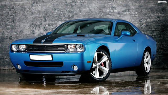 Blue car black stripe hood free wallpaper for desktop - medium preview image