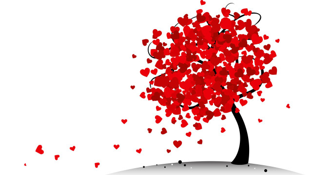 Tree hearts white background red free wallpaper for desktop - medium preview image