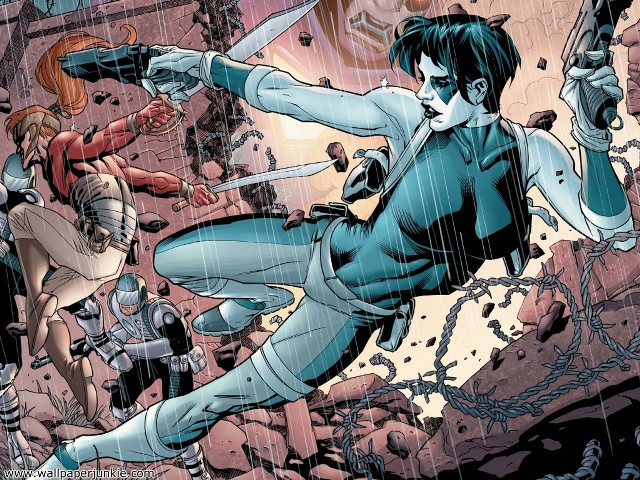 Woman blue suit surrounded other free wallpaper for desktop - medium preview image