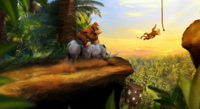 Bear riding rhino jungle bird free wallpaper for desktop - medium preview image