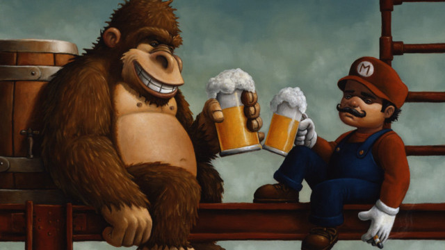 Monkey man ladder beer mugs free wallpaper for desktop - medium preview image
