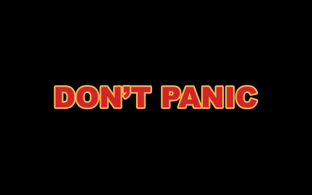 Dont panic black background red free wallpaper for desktop - medium preview image