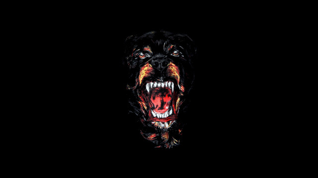Black dog red mouth black free wallpaper for desktop - medium preview image