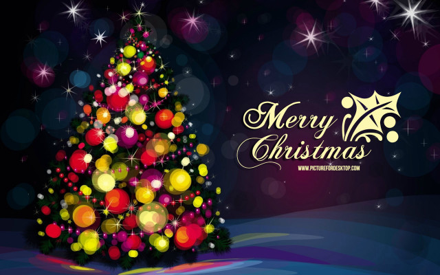 Christmas tree lights merry message #2 free wallpaper for desktop - medium preview image