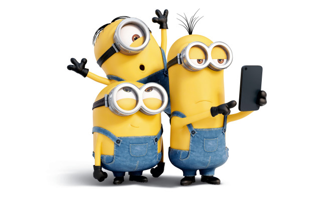 Minions cell phones holding image free wallpaper for desktop - medium preview image