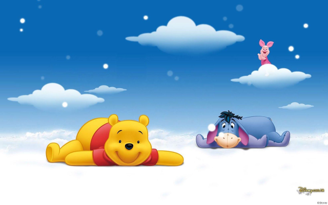 Winnie pooh eeeyore piggy snow free wallpaper for desktop - medium preview image