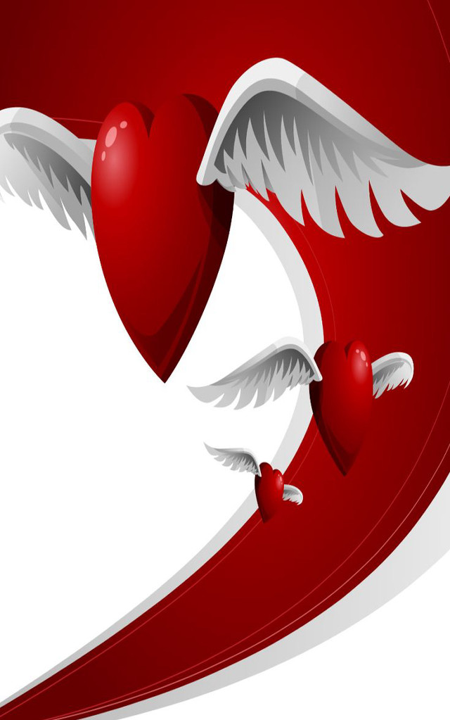 Heart wings heart two hearts free wallpaper for mobile - medium preview image
