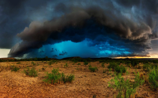 Storm cloud desert green plants free wallpaper for desktop - medium preview image