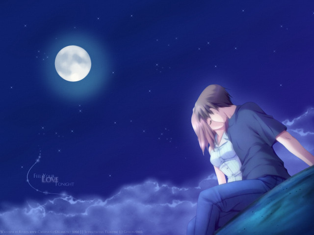 Person sitting rock moon stars free wallpaper for desktop - medium preview image