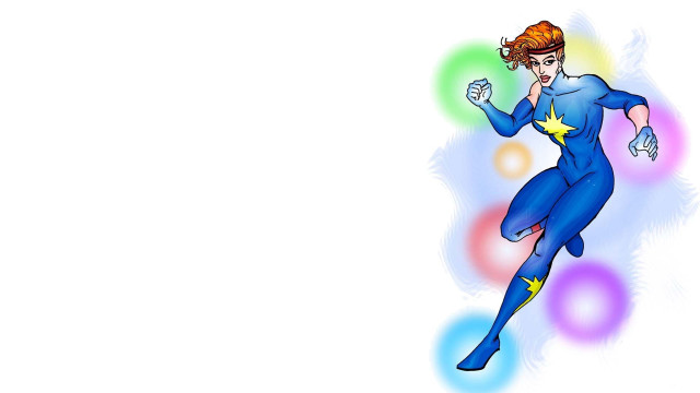 Superhero flying star chest orange free wallpaper for desktop - medium preview image