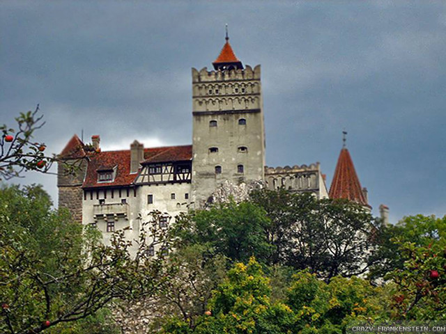 Castle clock tower trees bushes free wallpaper for desktop - medium preview image