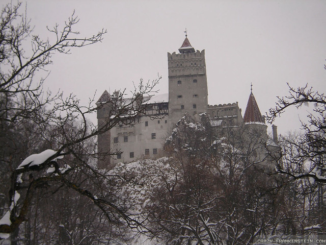 Castle clocktower snowy forest gothic free wallpaper for desktop - medium preview image