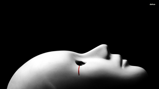 Woman bleeding eye black background free wallpaper for desktop - medium preview image