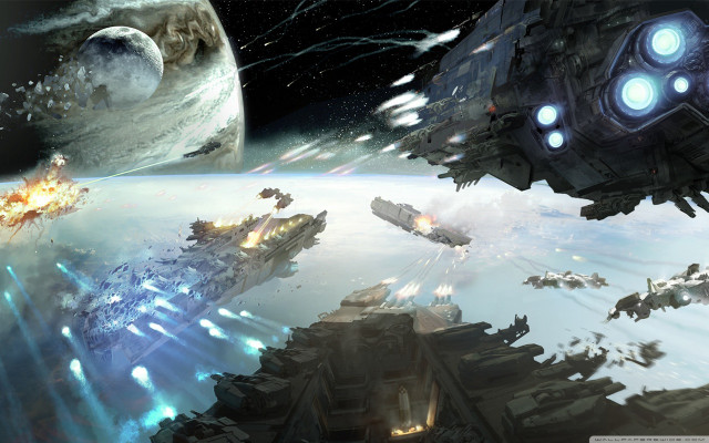 Ships space planet stargate foreground free wallpaper for desktop - medium preview image