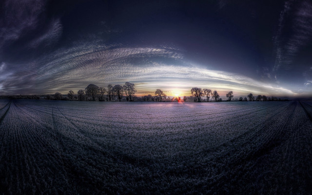 Field trees sky clouds sunset free wallpaper for desktop - medium preview image