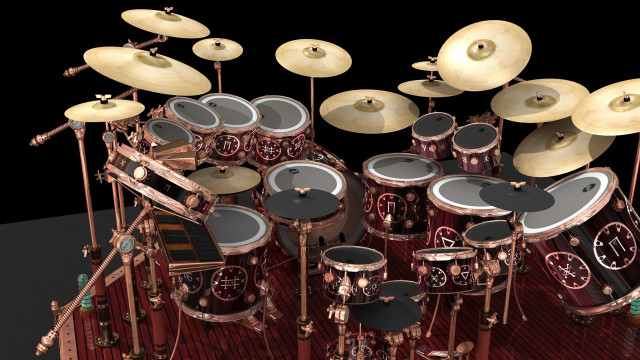 Drums cymbals wooden floor black free wallpaper for desktop - medium preview image