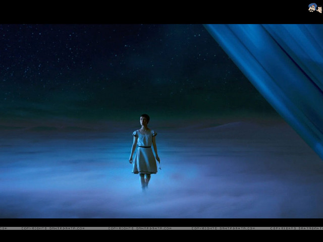 Woman white dress blue light free wallpaper for desktop - medium preview image