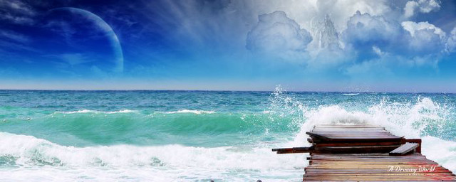 Pier ocean planet blue sky free wallpaper for desktop - medium preview image