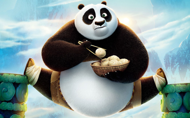 Panda bear eating food with #2 free wallpaper for desktop - medium preview image