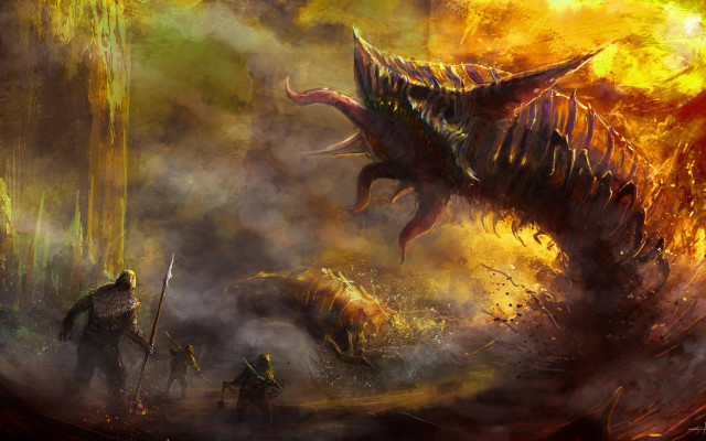 Dragon attack man forest fire #2 free wallpaper for desktop - medium preview image