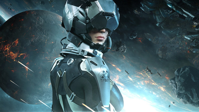 Futuristic woman space suit helmet #2 free wallpaper for desktop - medium preview image