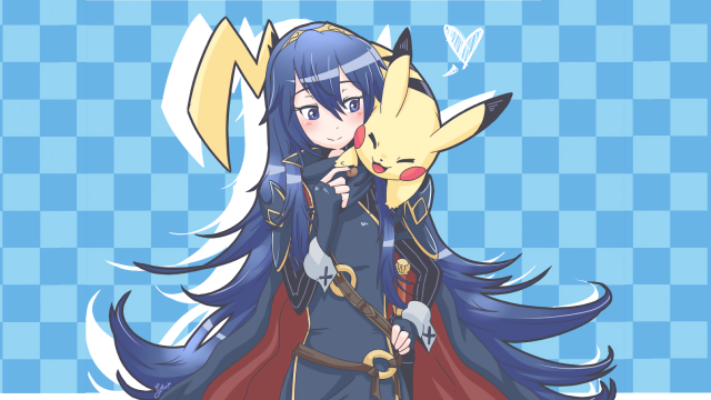 Woman blue dress pikachu anime free wallpaper for desktop - medium preview image